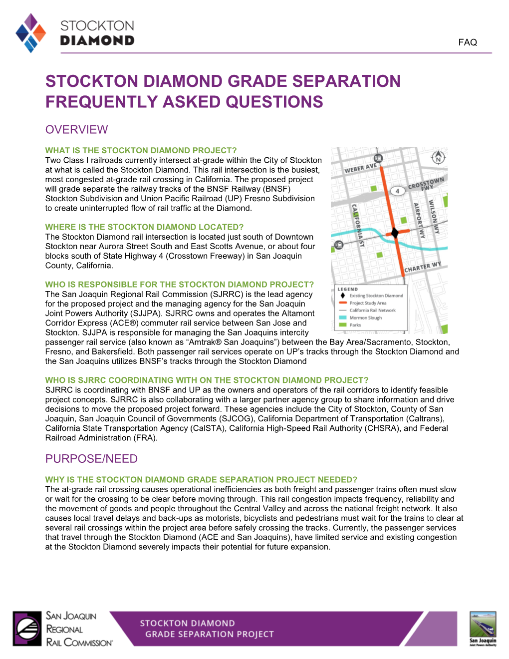 Stockton Diamond Grade Separation Frequently Asked Questions