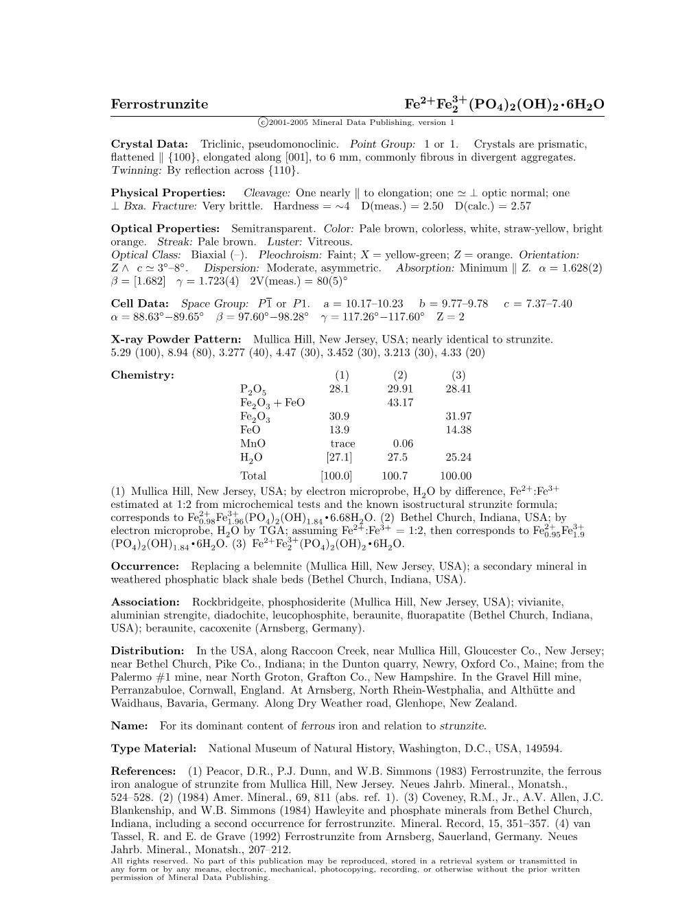 Ferrostrunzite Fe2+Fe (PO4)