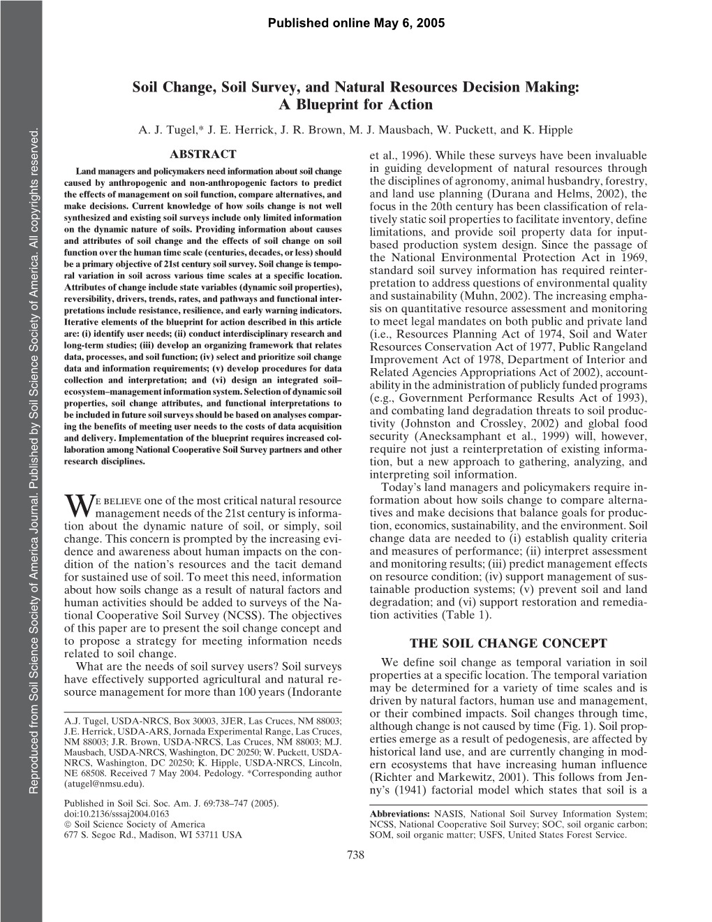 Soil Change, Soil Survey, and Natural