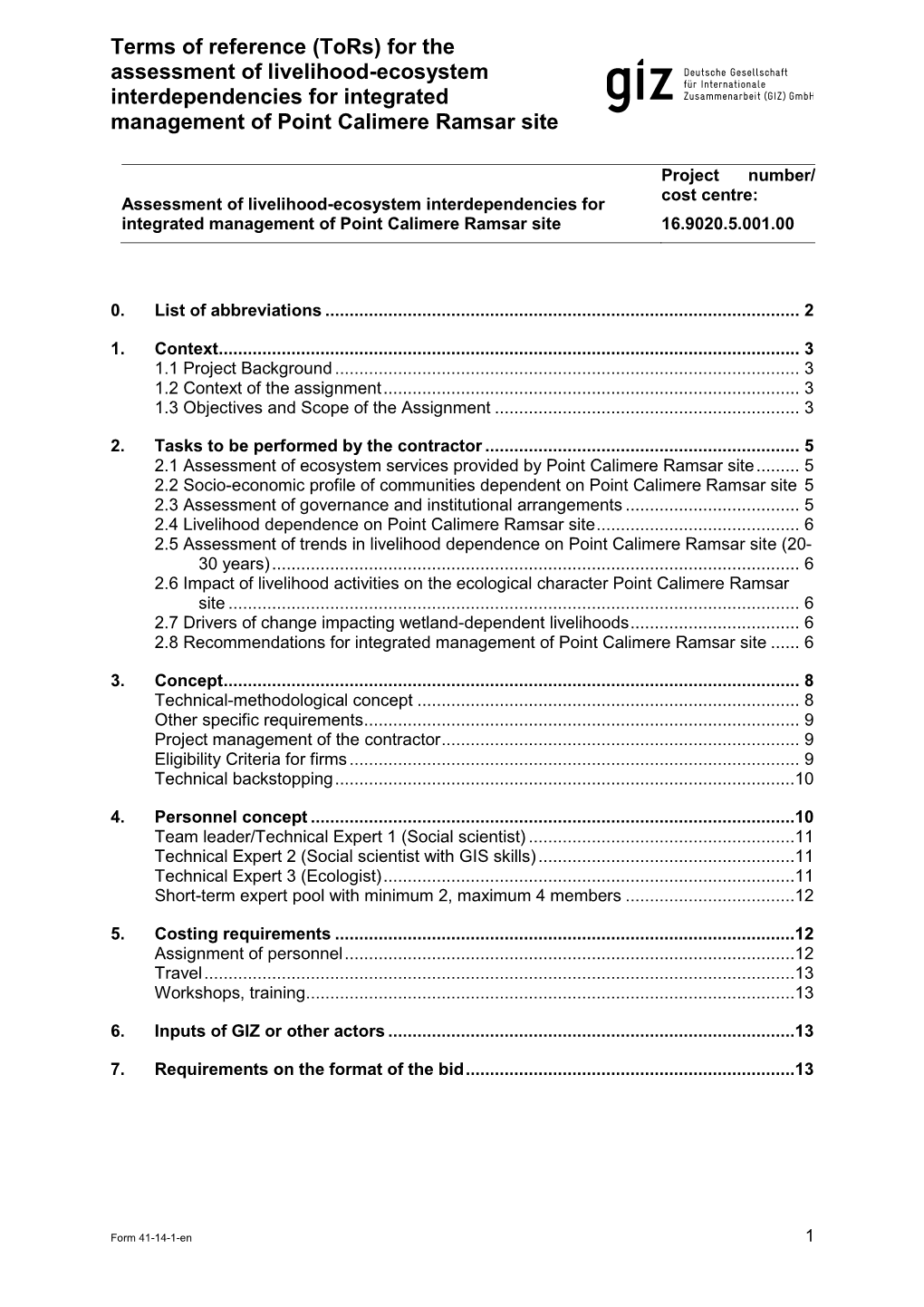 Form 41-14-1-En, Leistungsbeschreibung (Tor) Für