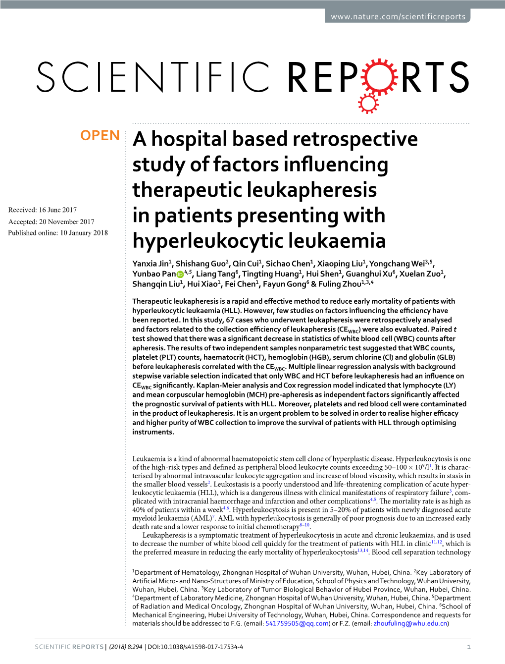 A Hospital Based Retrospective Study of Factors Influencing Therapeutic Leukapheresis in Patients Presenting with Hyperleukocyti