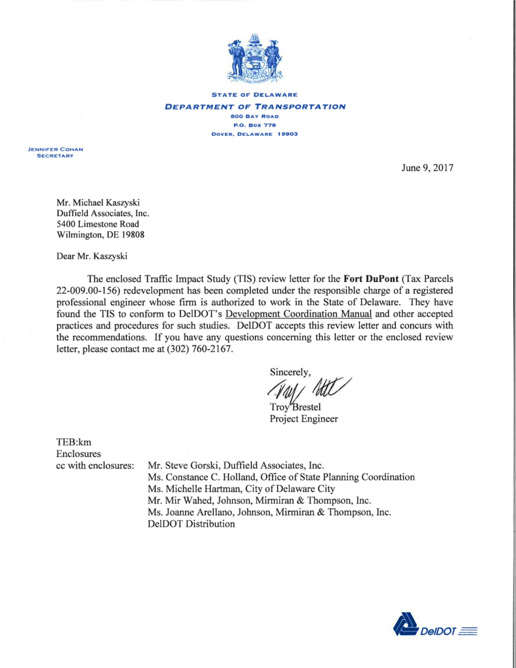 Fort-Dupont TIS Review Letter