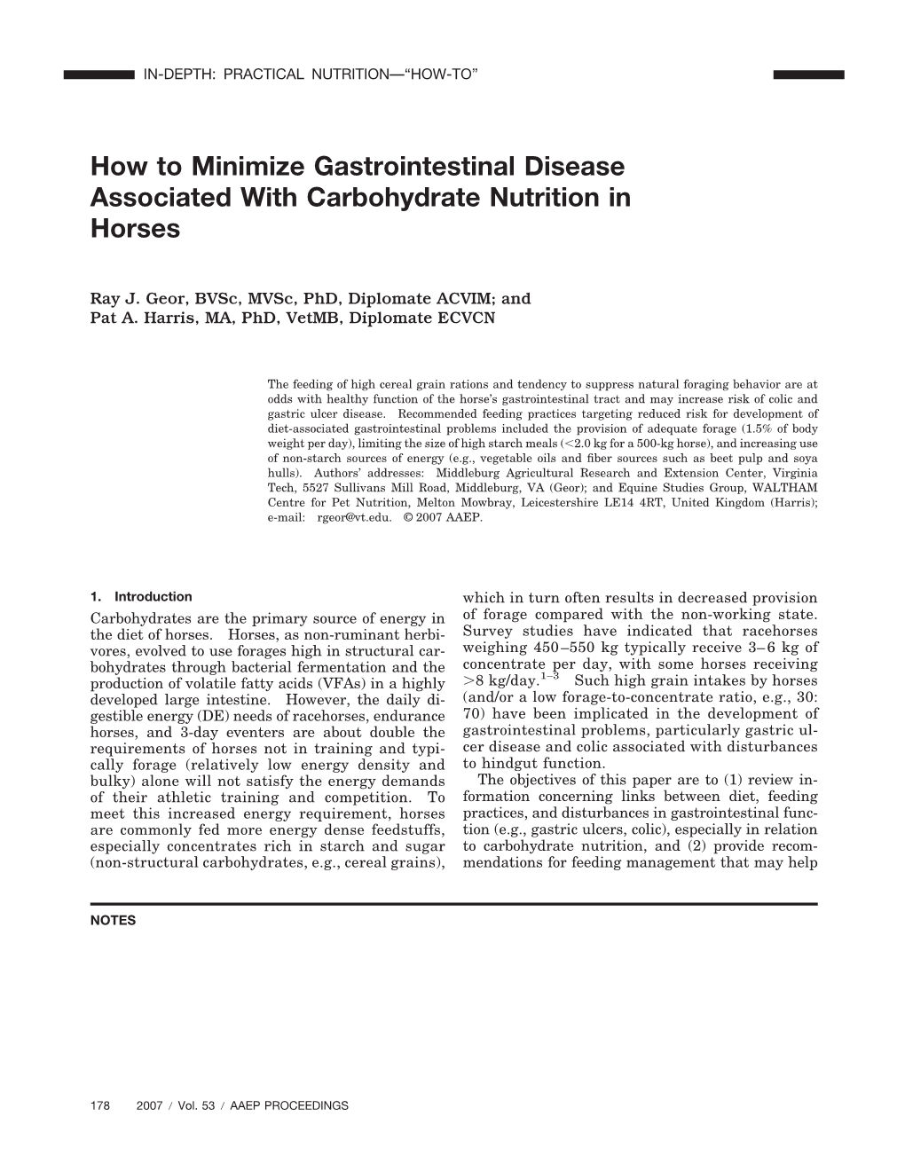 How to Minimize Gastrointestinal Disease Associated with Carbohydrate Nutrition in Horses