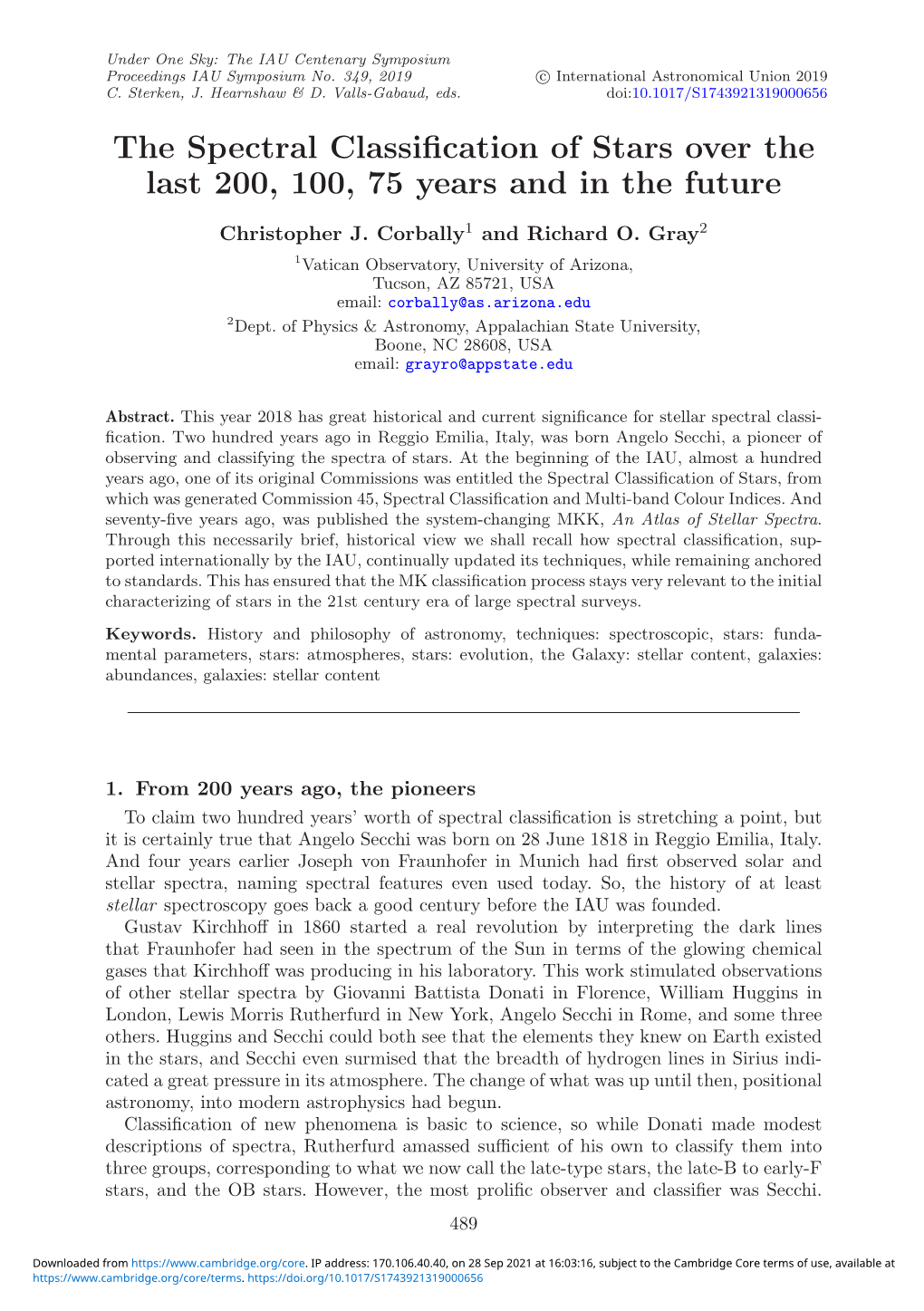 The Spectral Classification of Stars Over the Last 200, 100, 75 Years And