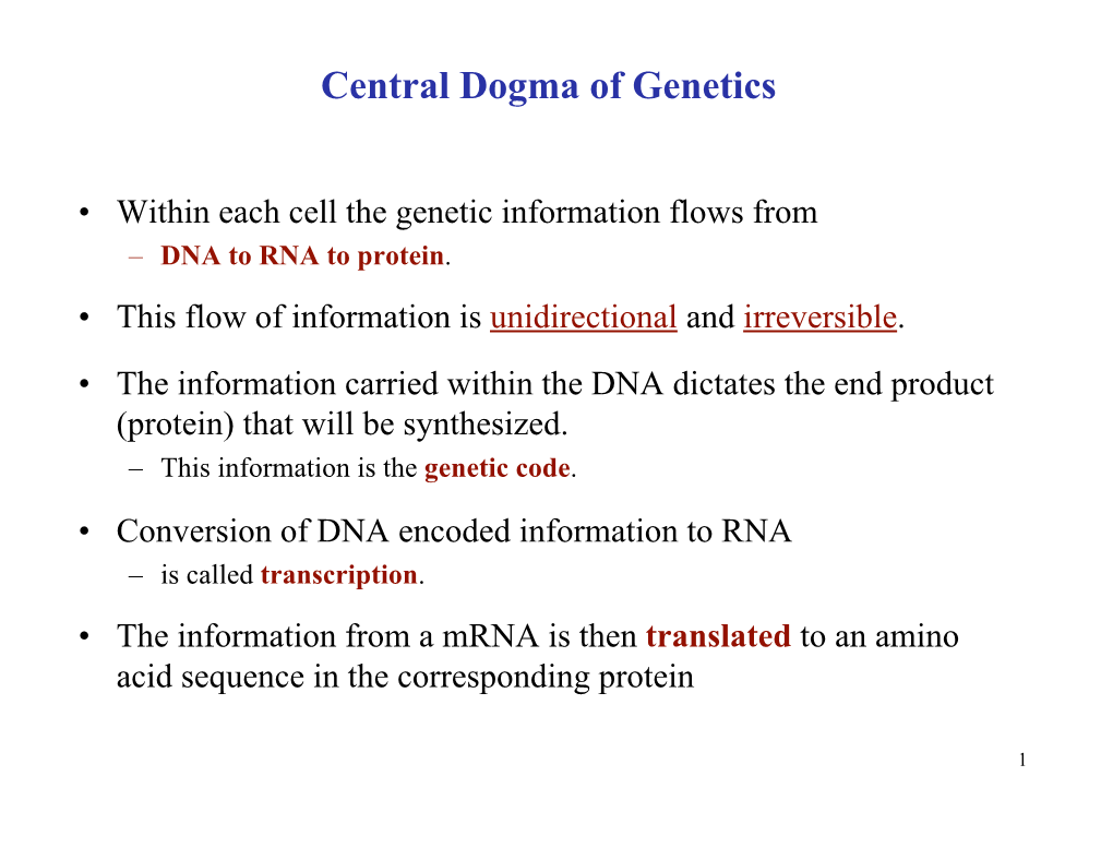Central Dogma of Genetics