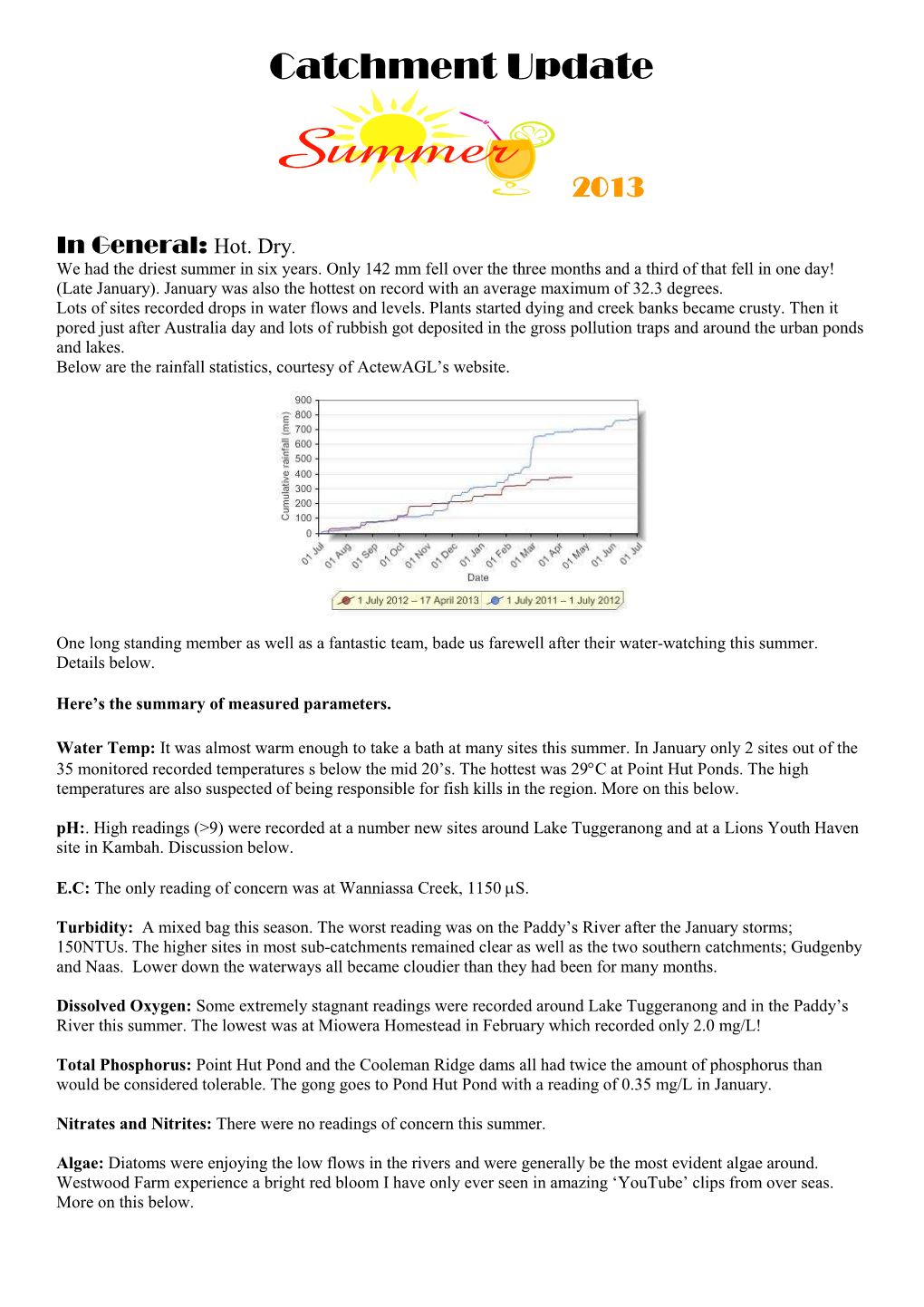 Catchment Update