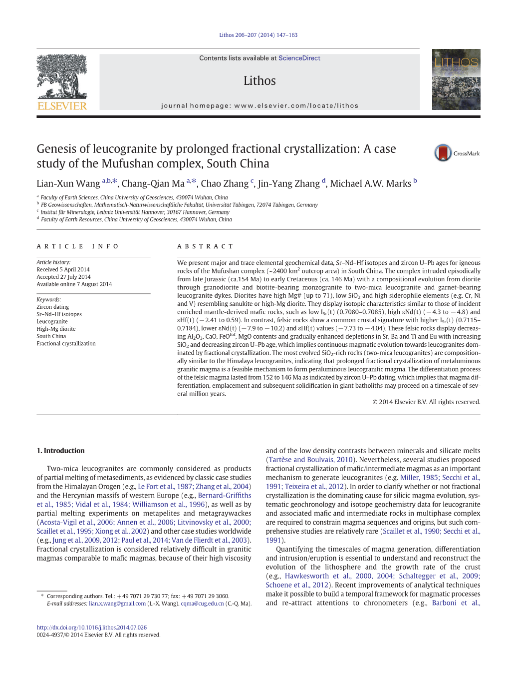 Genesis of Leucogranite by Prolonged Fractional Crystallization: a Case Study of the Mufushan Complex, South China