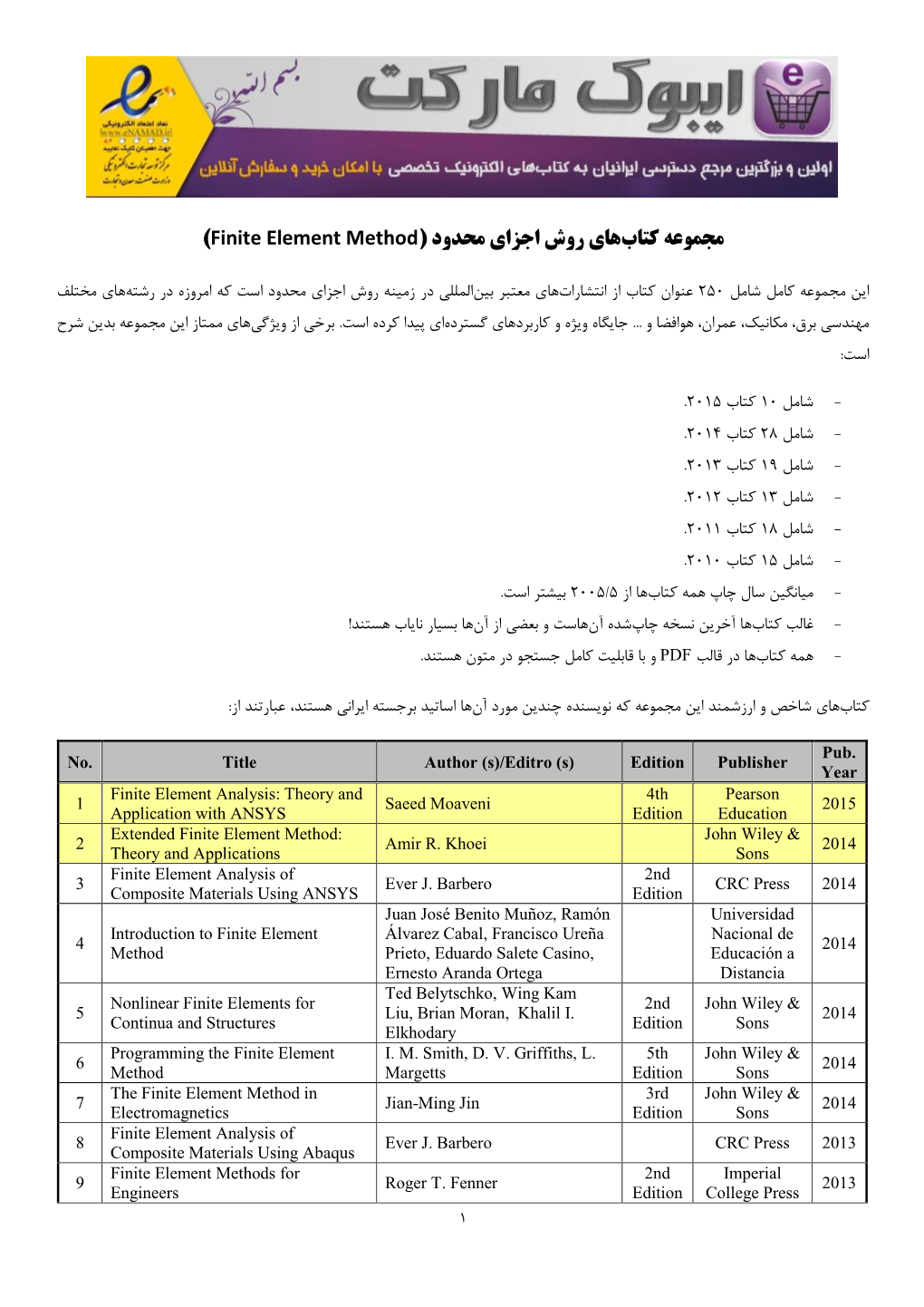 باتک هعومجم یاه شور دودحم یازجا ( Finite Element Method )