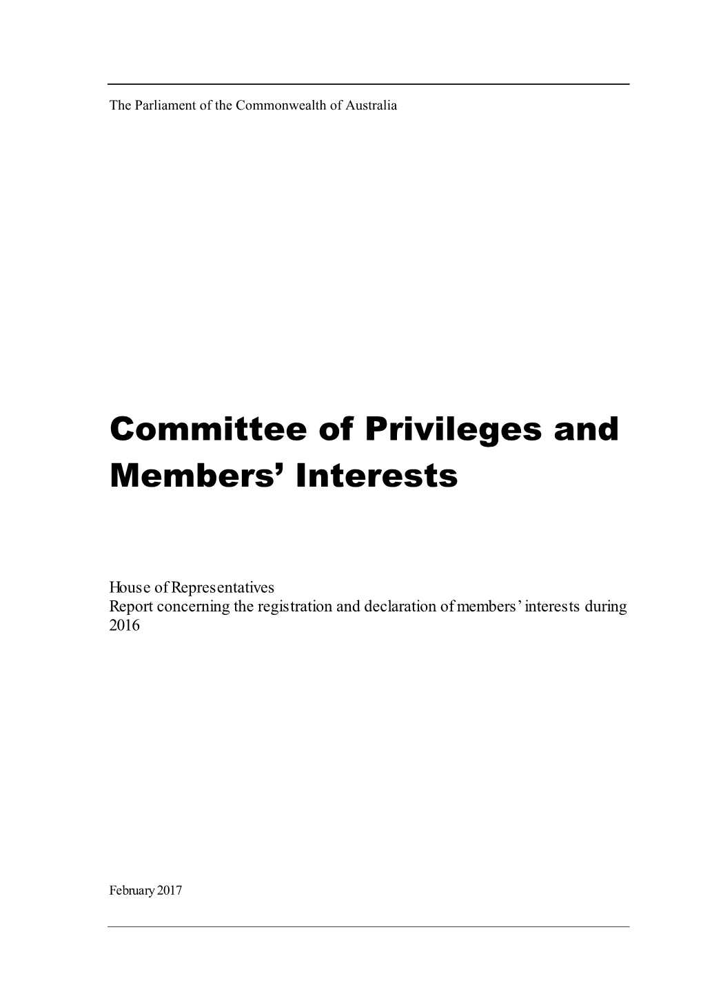 Committee of Privileges and Members' Interests