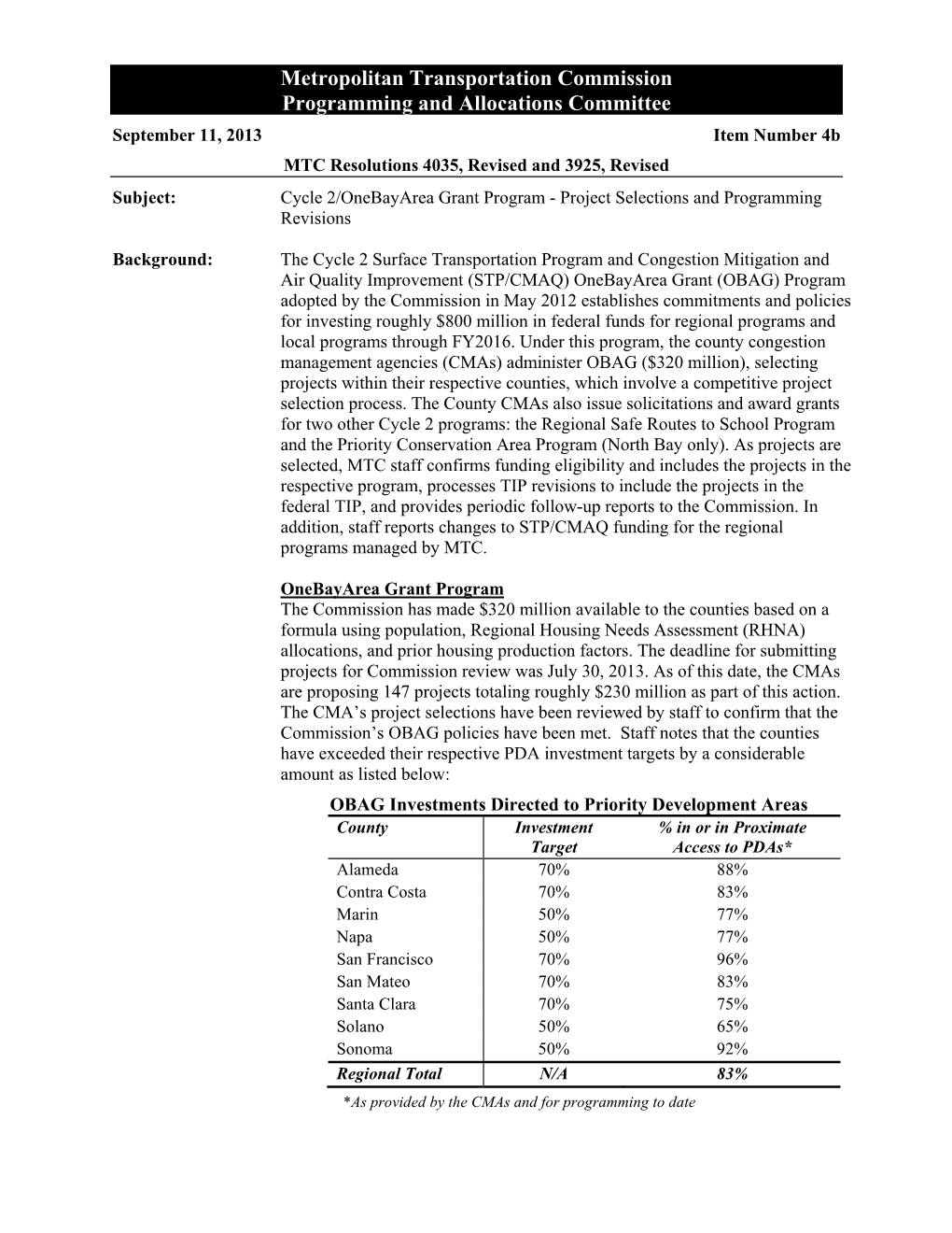 Metropolitan Transportation Commission Programming And