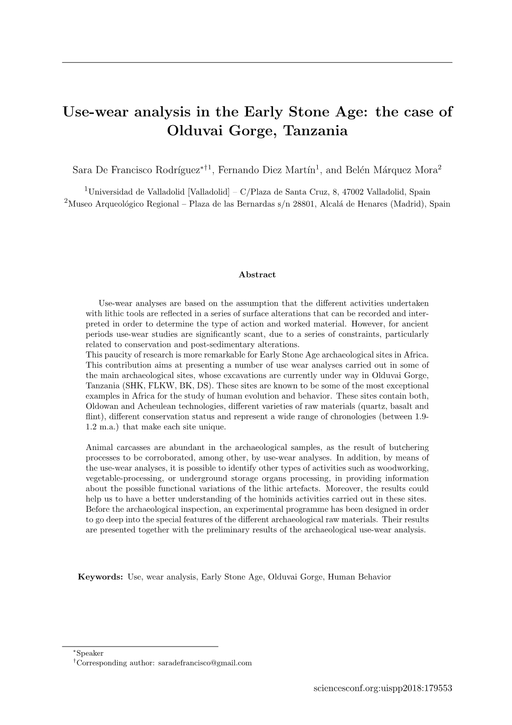 Use-Wear Analysis in the Early Stone Age: the Case of Olduvai Gorge, Tanzania