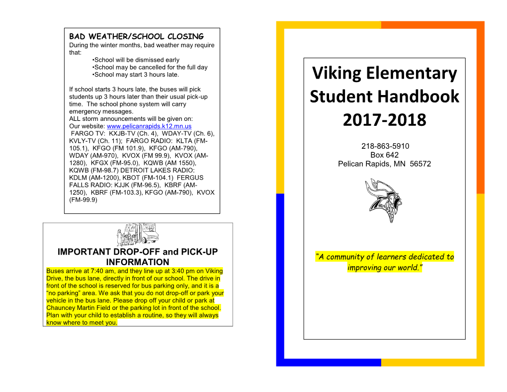 Viking Elementary Student Handbook 2017-2018
