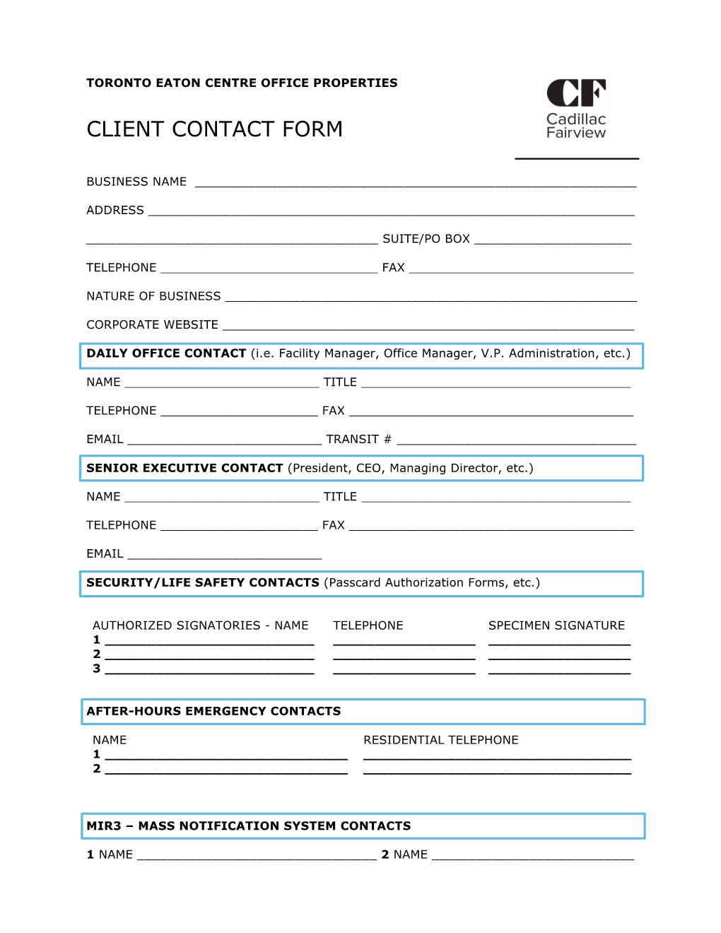 Client Contact Form