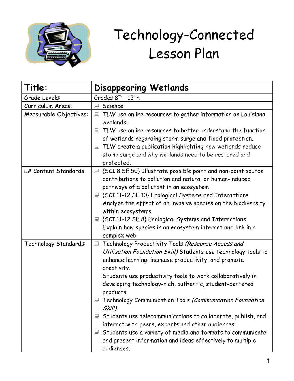 Technology-Connected Lesson Plan