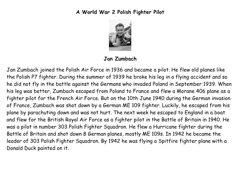 A World War 2 Polish Fighter Pilot Jan Zumbach