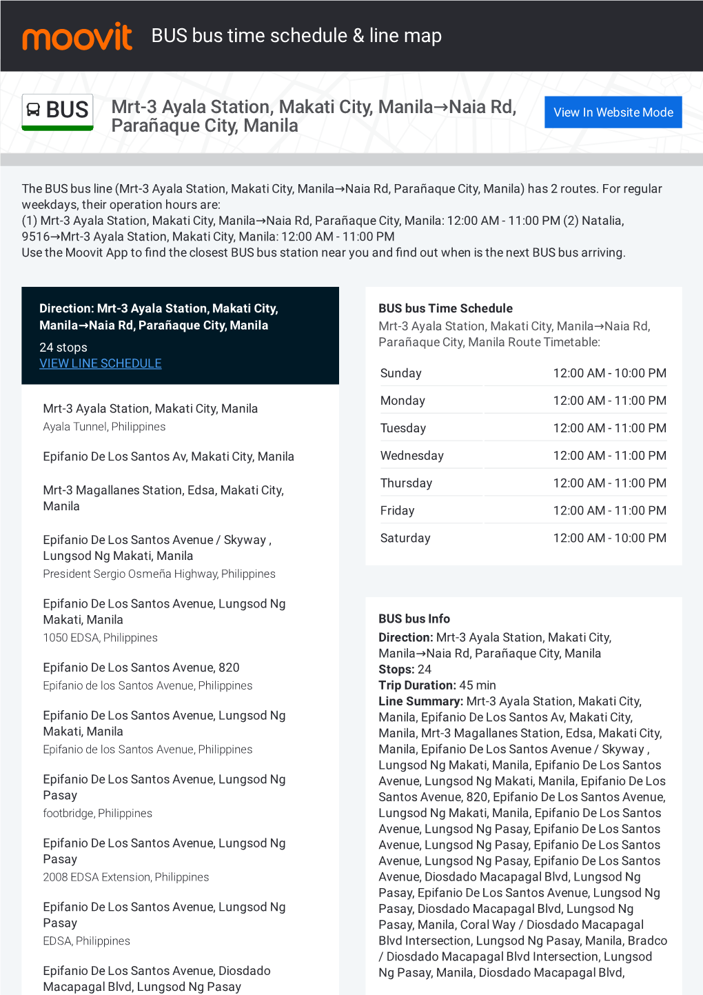 BUS Bus Time Schedule & Line Route