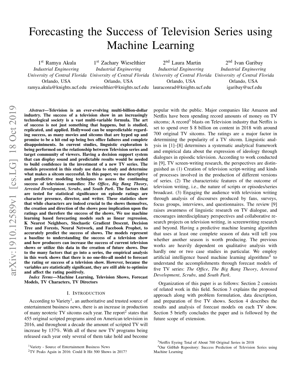 Forecasting the Success of Television Series Using Machine Learning