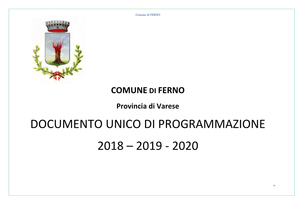 Provincia Di Varese DOCUMENTO UNICO DI PROGRAMMAZIONE 2018 – 2019 - 2020