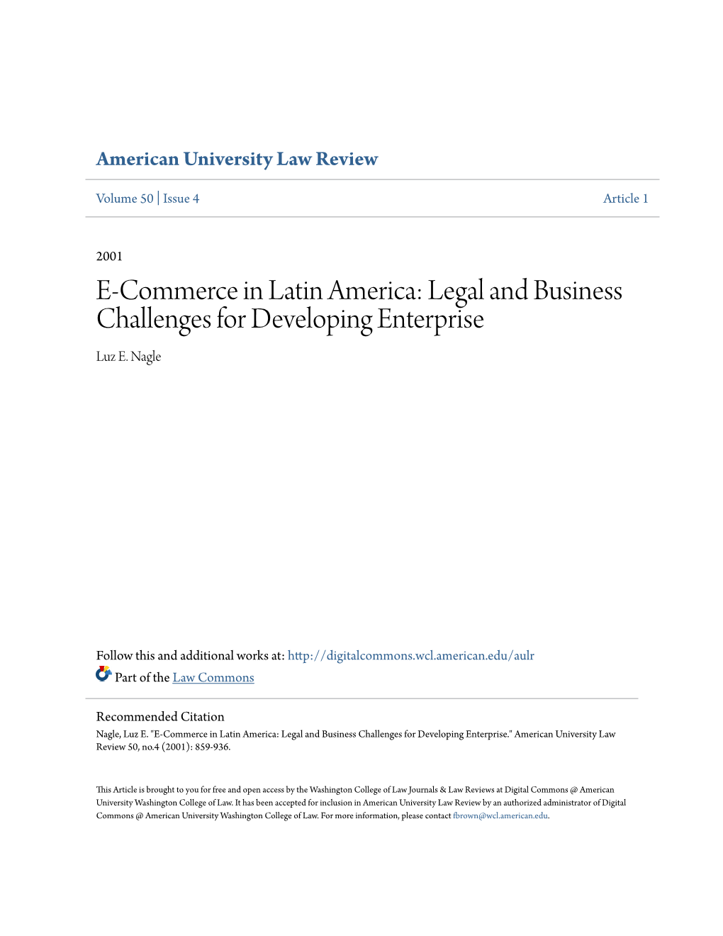 E-Commerce in Latin America: Legal and Business Challenges for Developing Enterprise Luz E