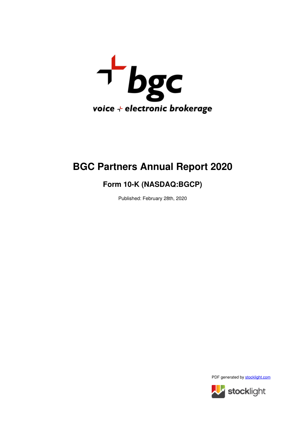 BGC Partners Annual Report 2020