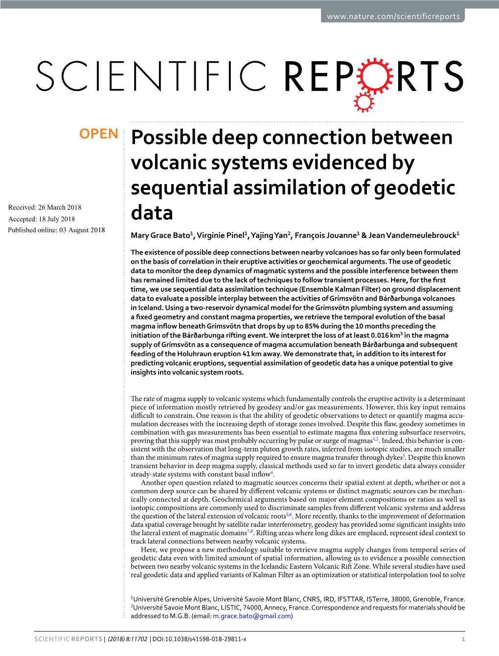 Possible Deep Connection Between Volcanic Systems Evidenced By