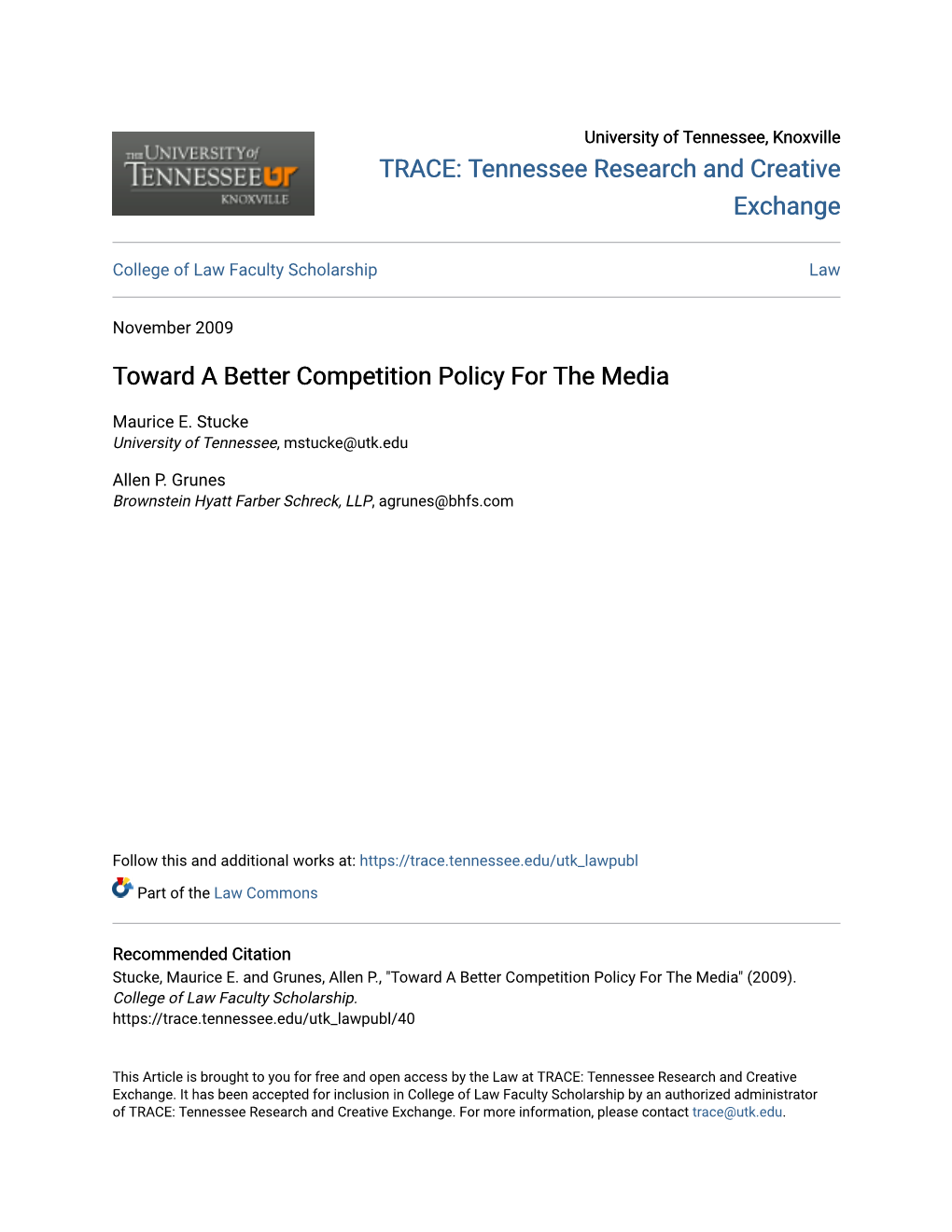 Toward a Better Competition Policy for the Media