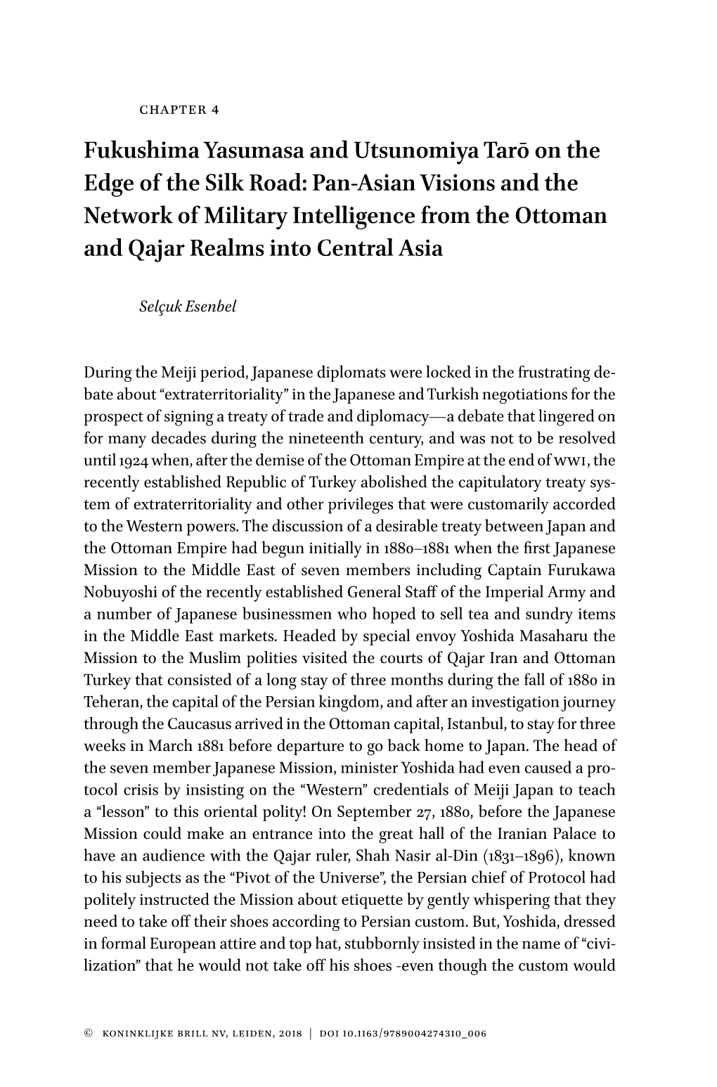 Fukushima Yasumasa and Utsunomiya Tarō on the Edge of the Silk Road: Pan-Asian Visions and the Network of Military Intelligence