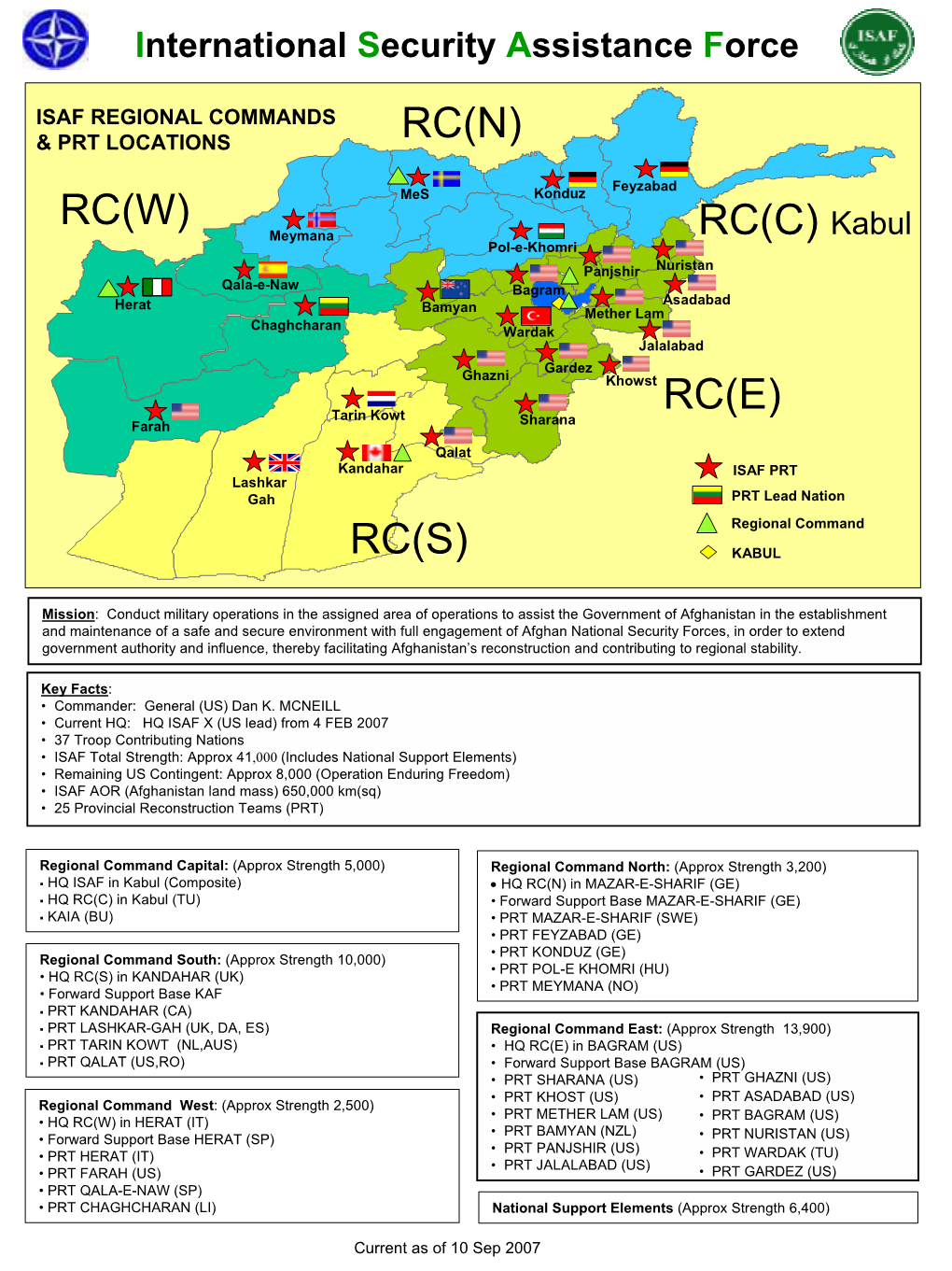 ISAF Key Fact and Figures Placemat