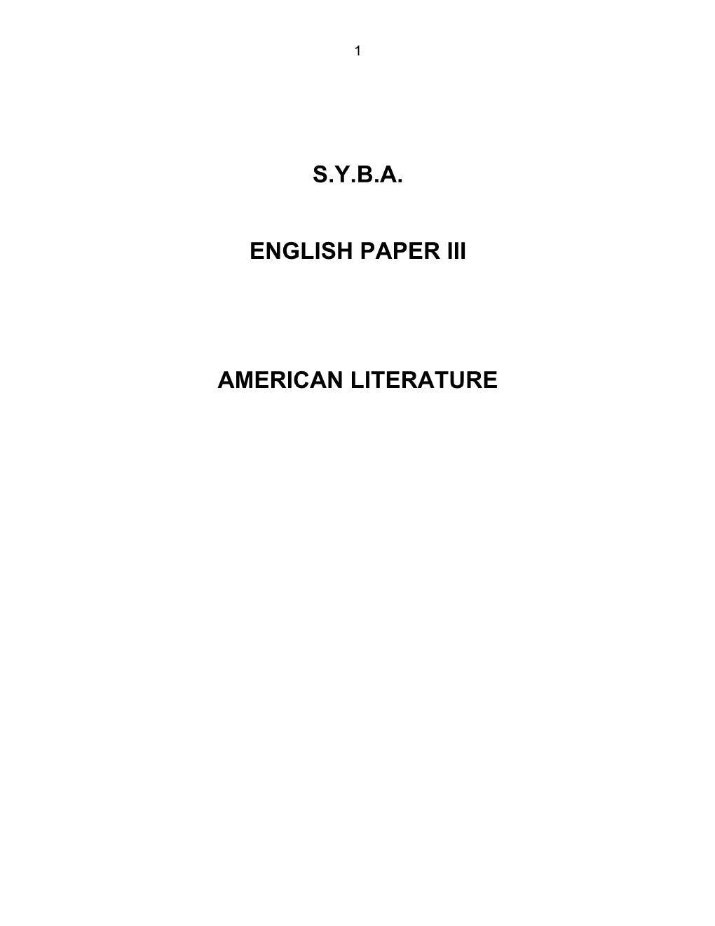 S.Y.B.A. English Paper