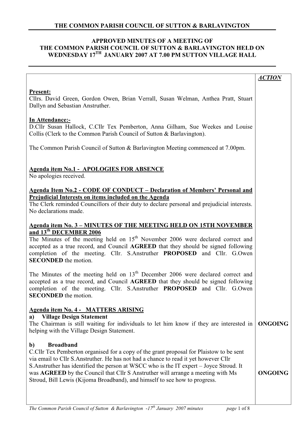 The Common Parish Council of Sutton & Barlavington