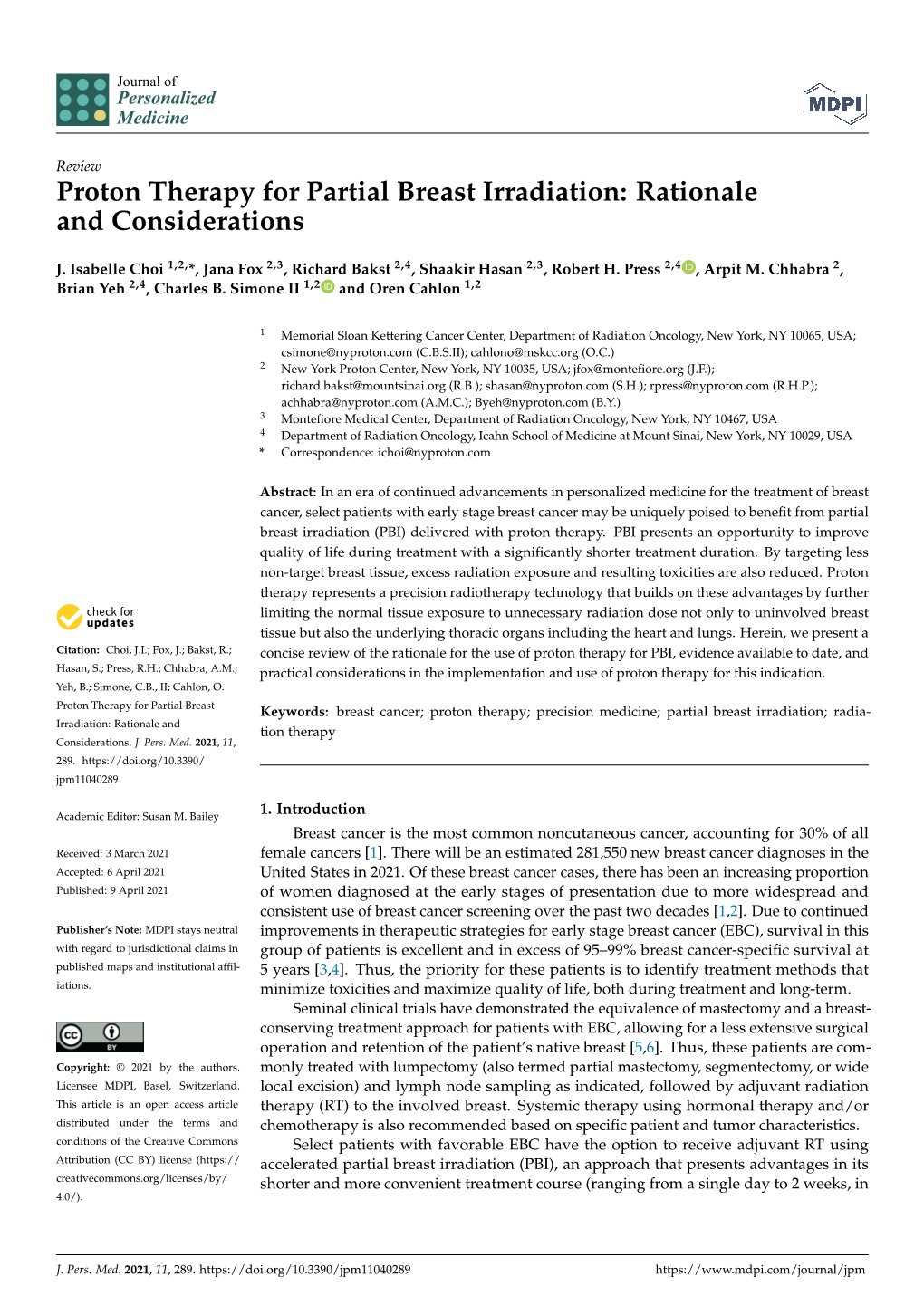 Proton Therapy for Partial Breast Irradiation: Rationale and Considerations