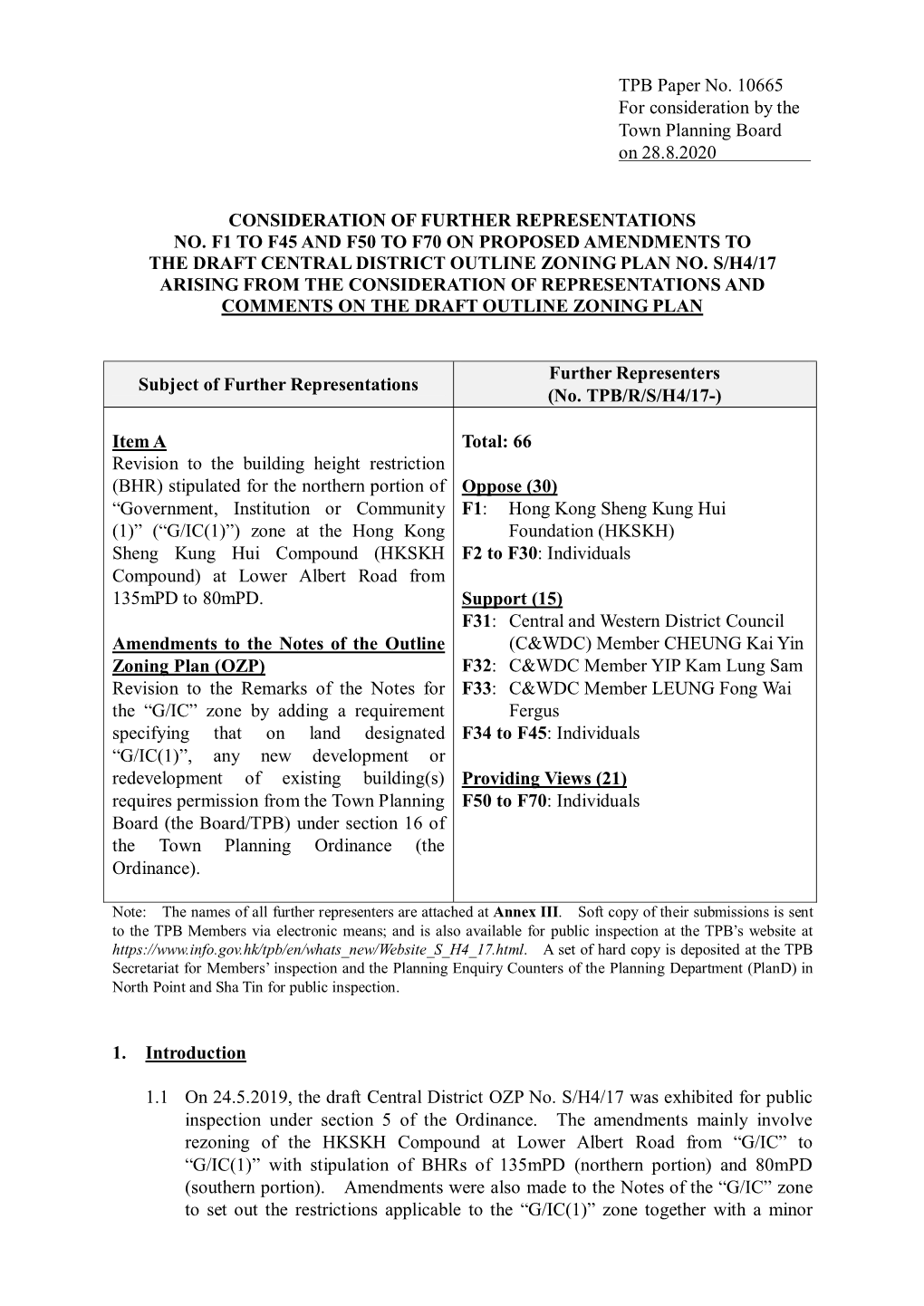 TPB Paper No. 10665 for Consideration by the Town Planning Board on 28.8.2020