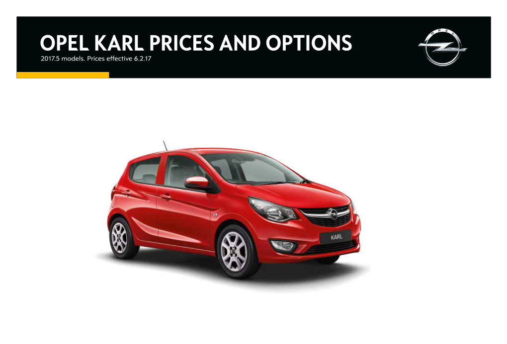 OPEL KARL PRICES and OPTIONS 2017.5 Models