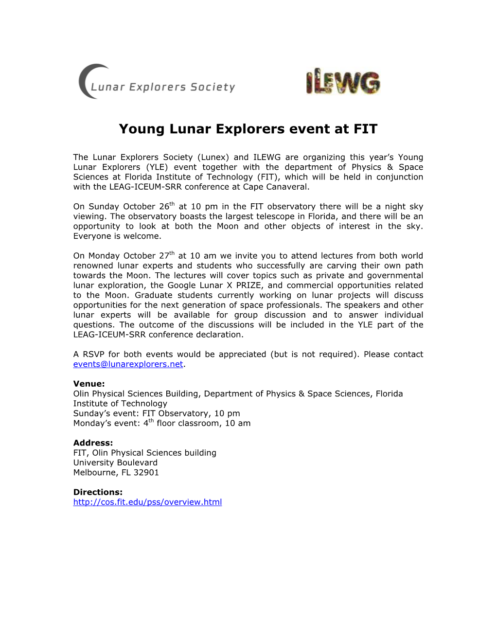 Young Lunar Explorers Event at FIT