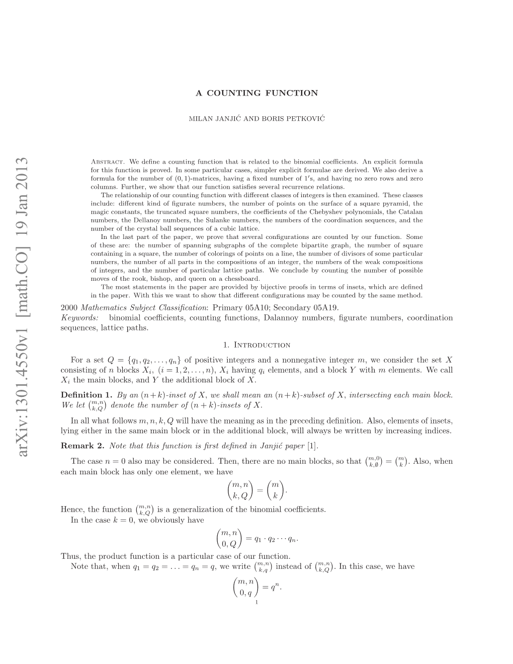 A Counting Function