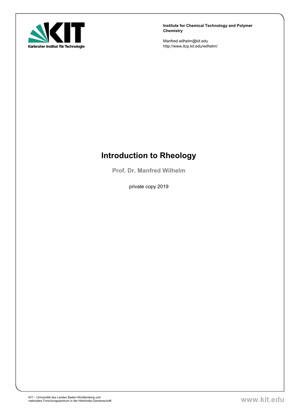 Introduction to Rheology