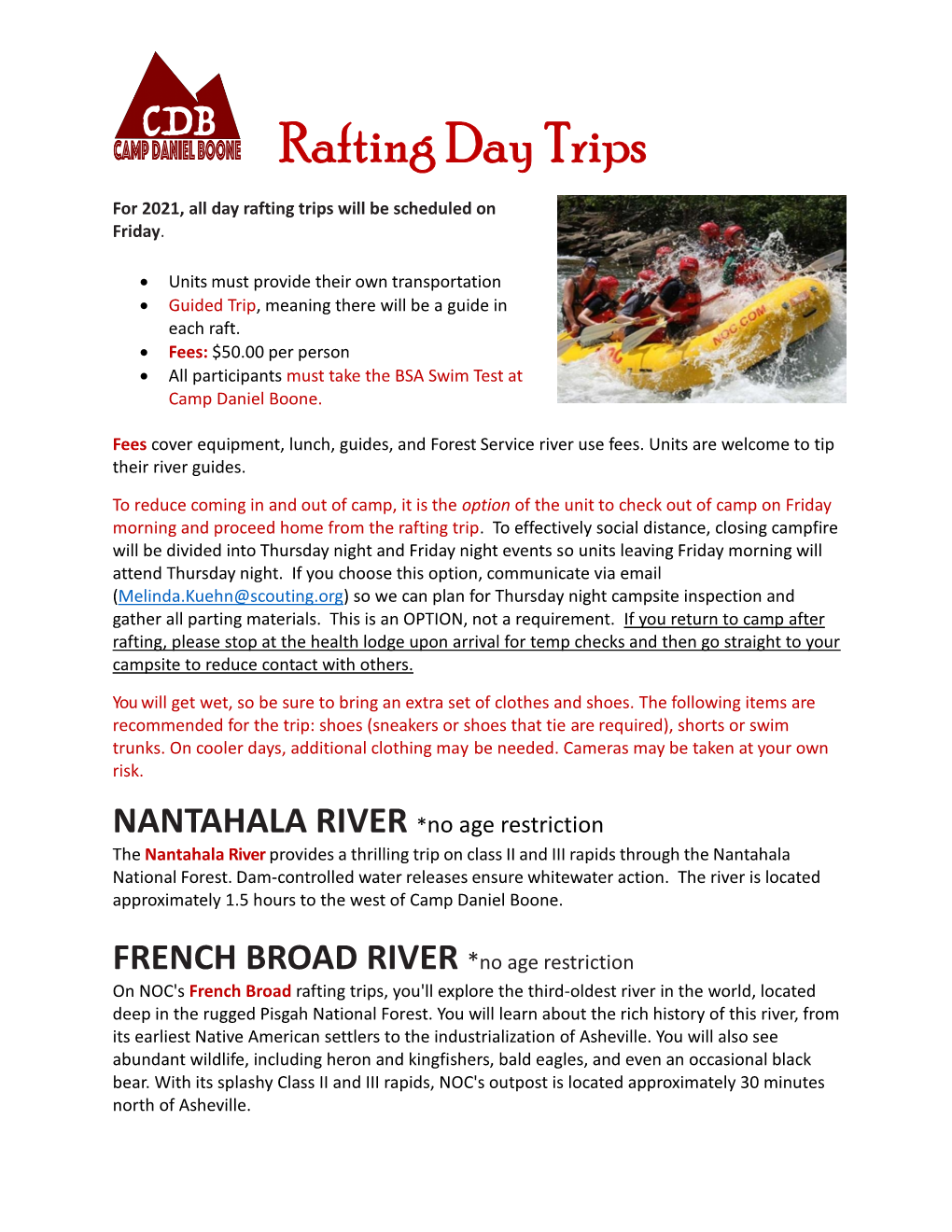 2021 Day Rafting Trips