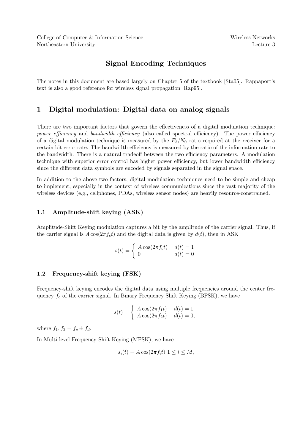Signal Encoding Techniques 1 Digital Modulation: Digital Data on Analog