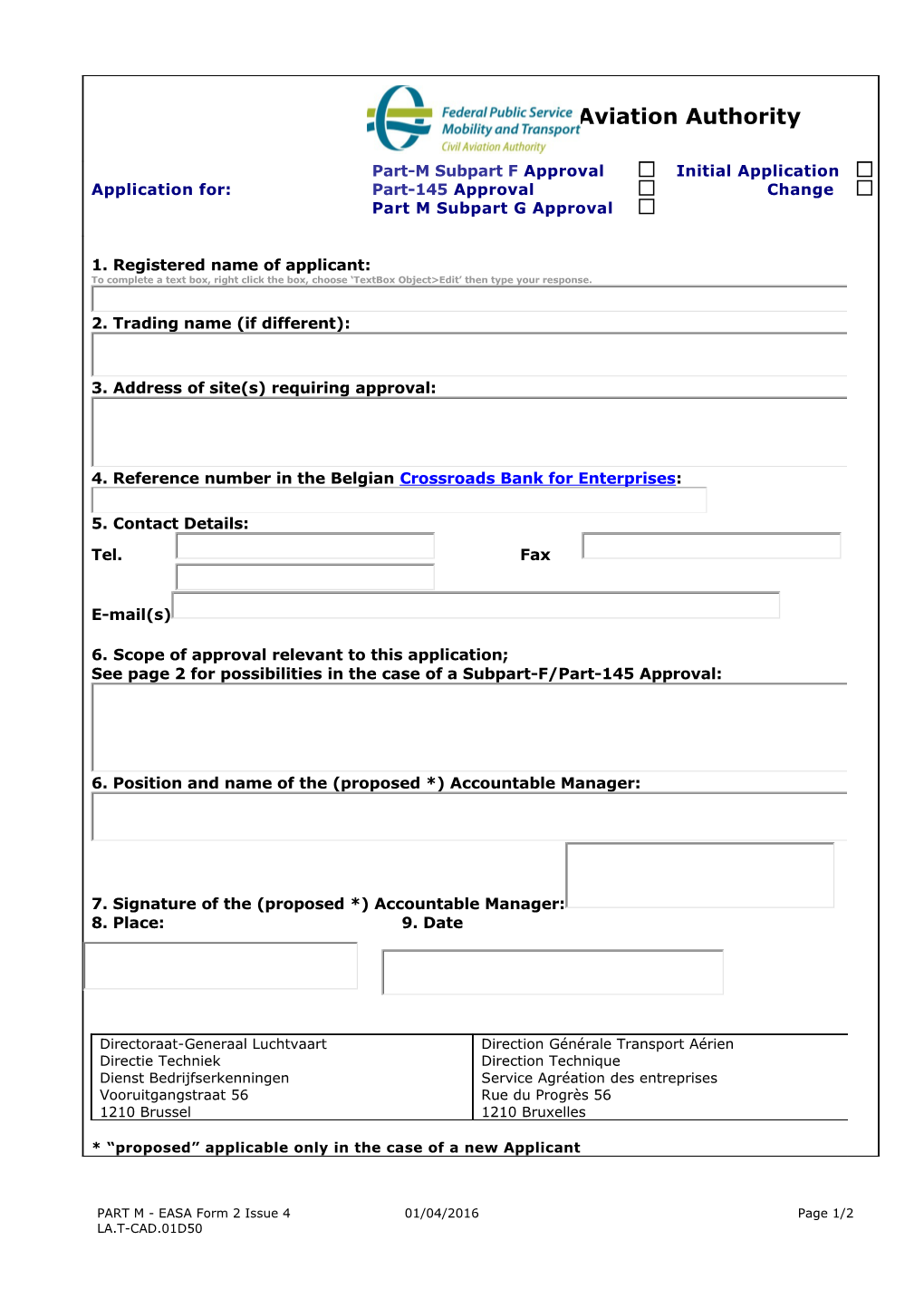 Scope of Requested Part M Subpart-F / Part-145 Approval