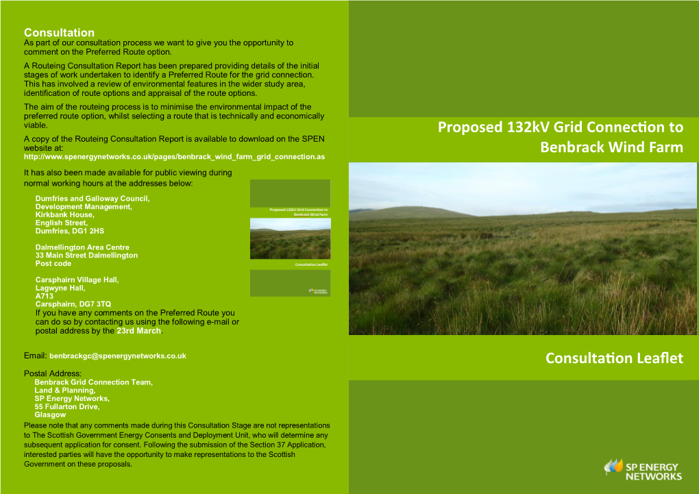 Proposed 132Kv Grid Connection to Benbrack Wind Farm