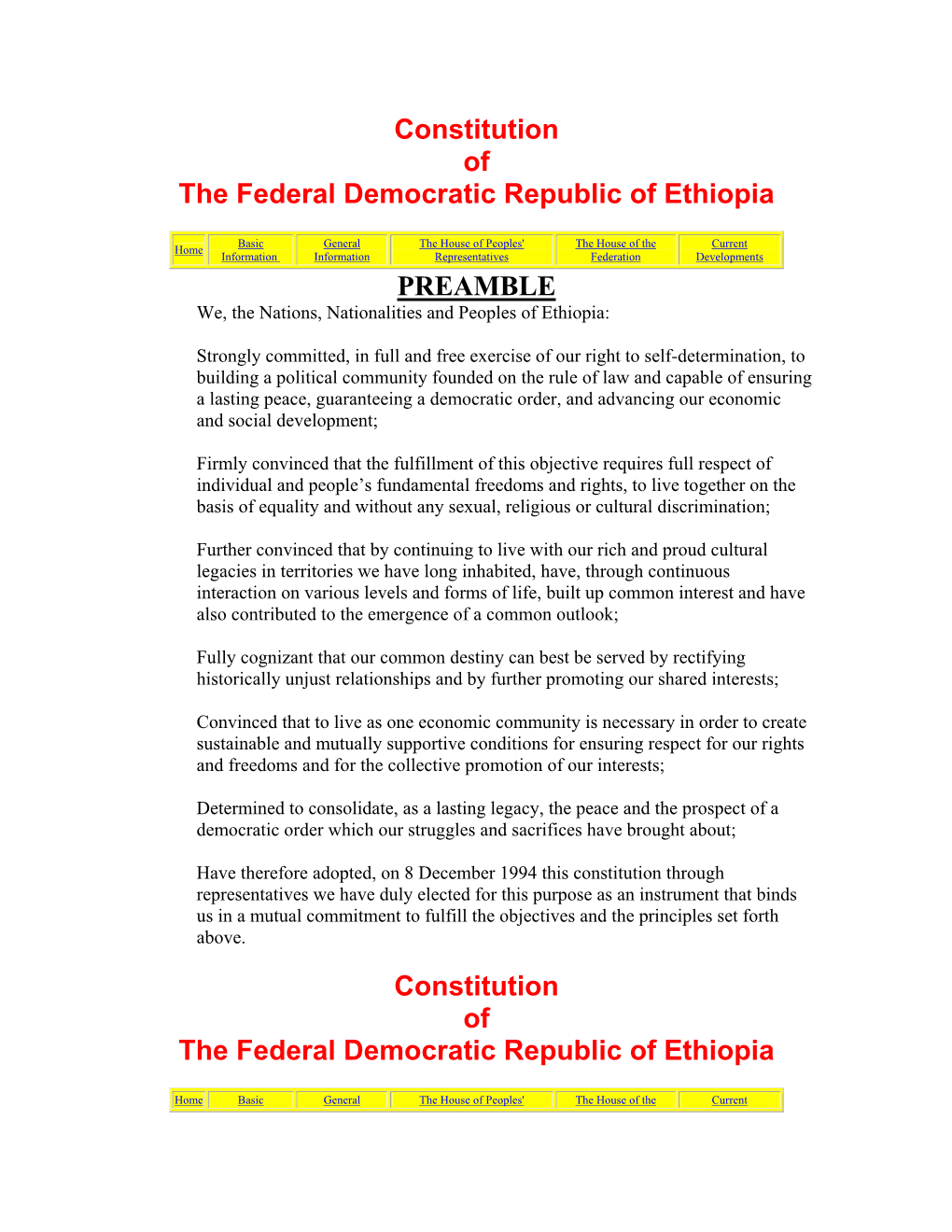 Constitution of the Federal Democratic Republic of Ethiopia