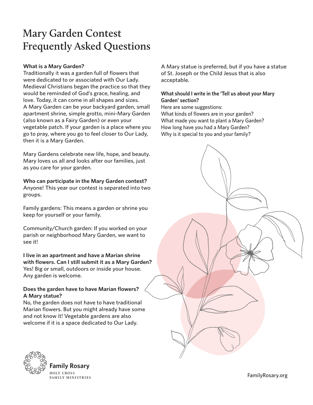 Mary Garden Contest Frequently Asked Questions