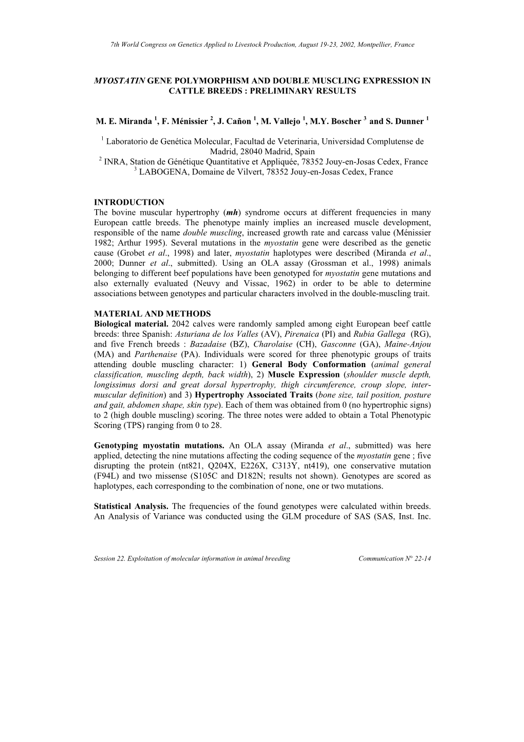 Myostatin Gene Polymorphism and Double Muscling Expression in Cattle Breeds : Preliminary Results