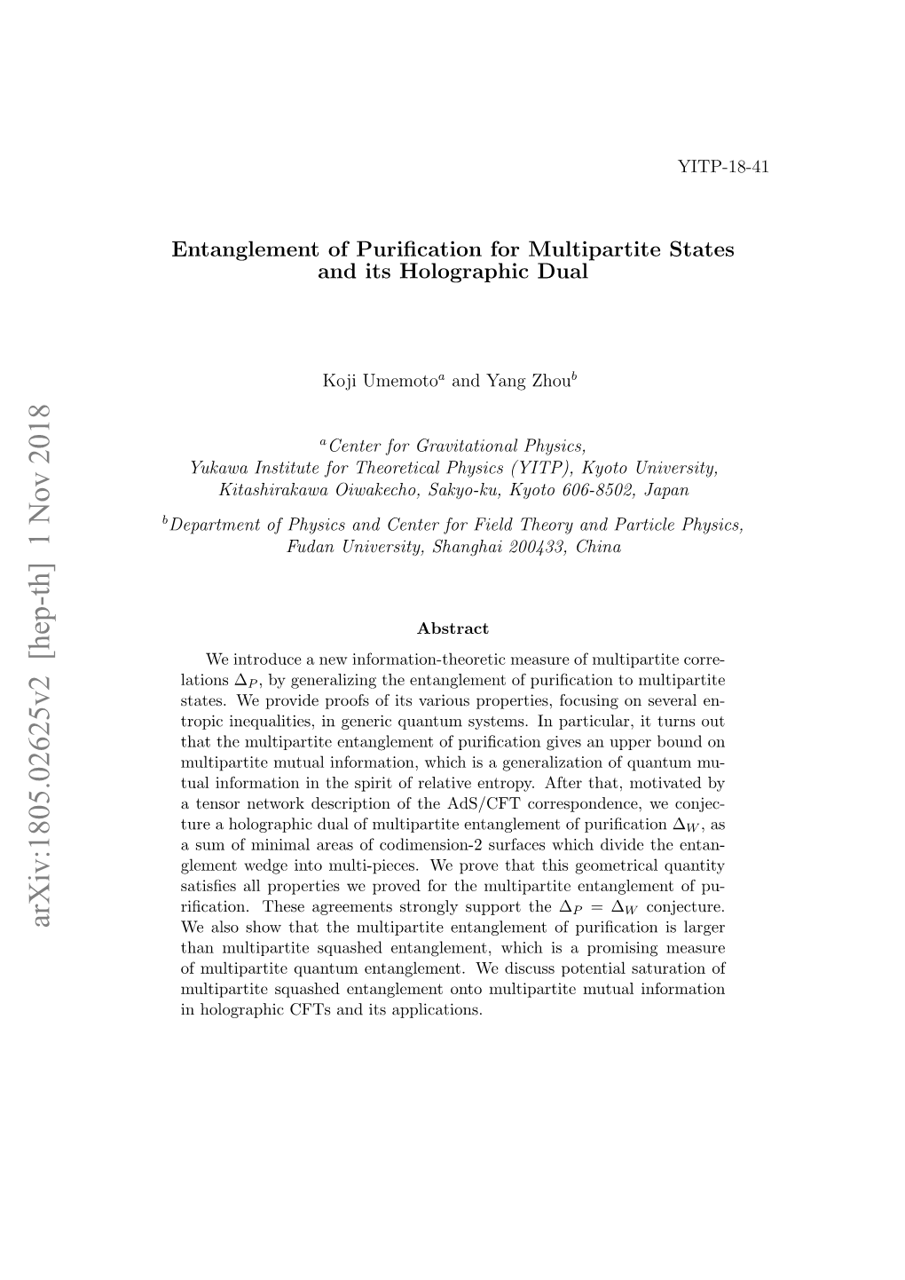 Entanglement of Purification for Multipartite States and Its