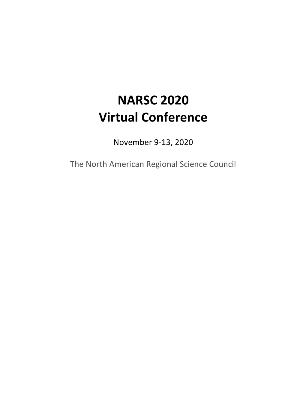 NARSC 2020 Virtual Conference