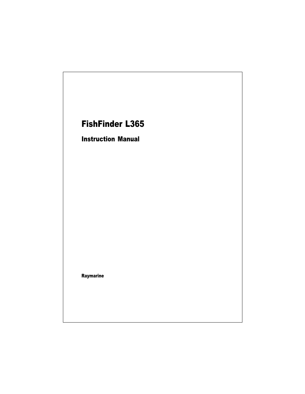 Fishfinder L365 Instruction Manual