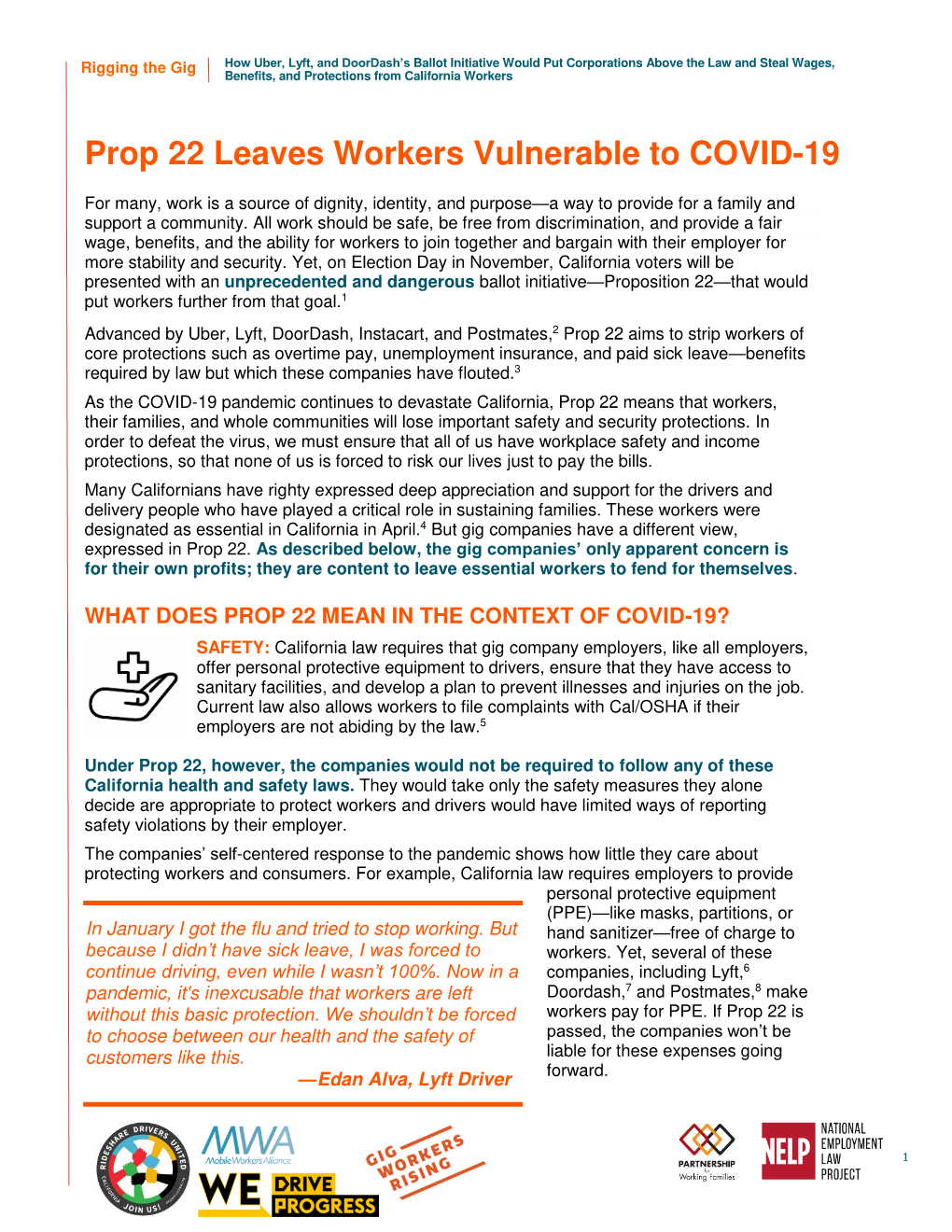 Prop 22 Leaves Workers Vulnerable to COVID-19.Pdf