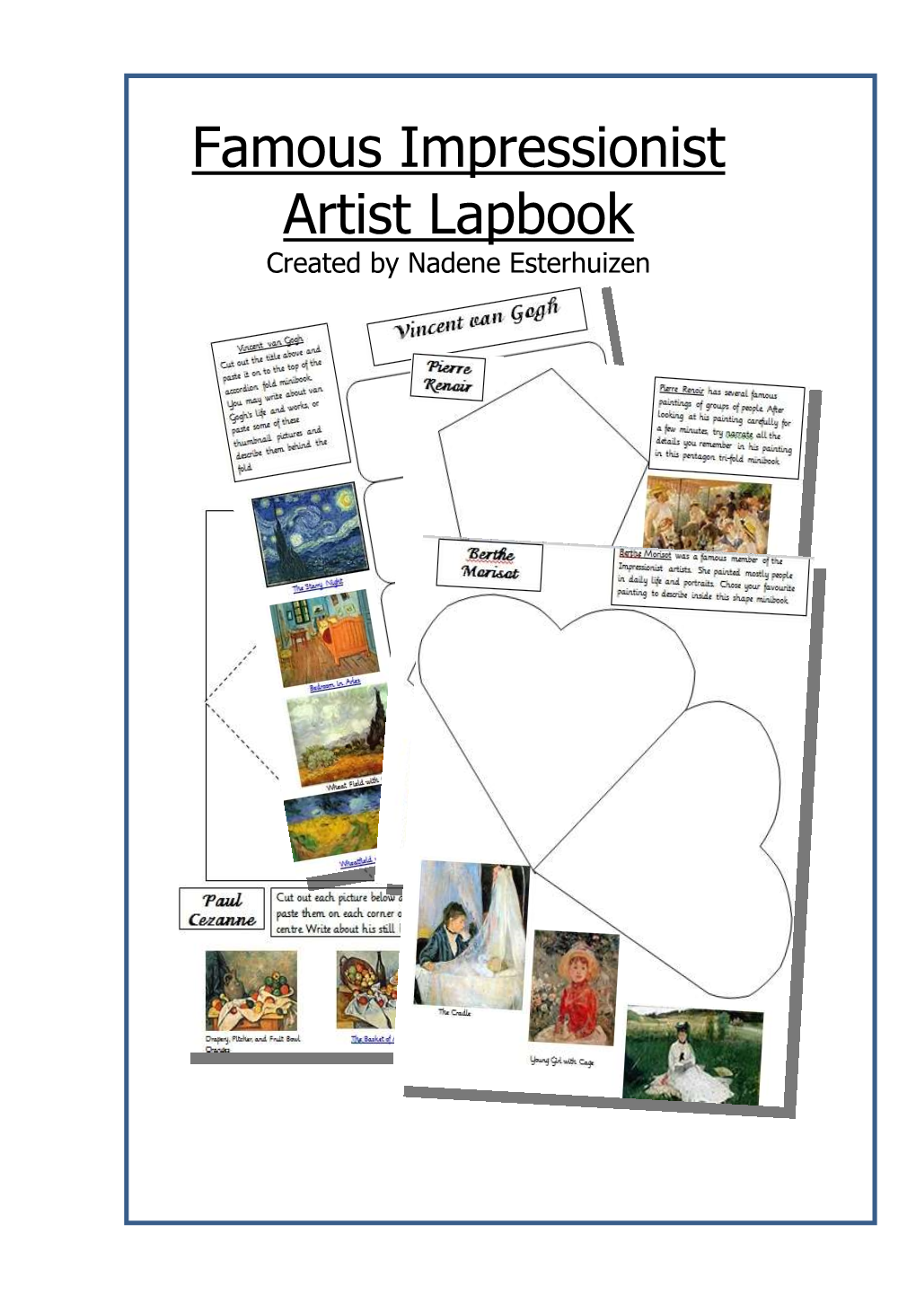 Famous Impressionist Artist Lapbook Created by Nadene Esterhuizen