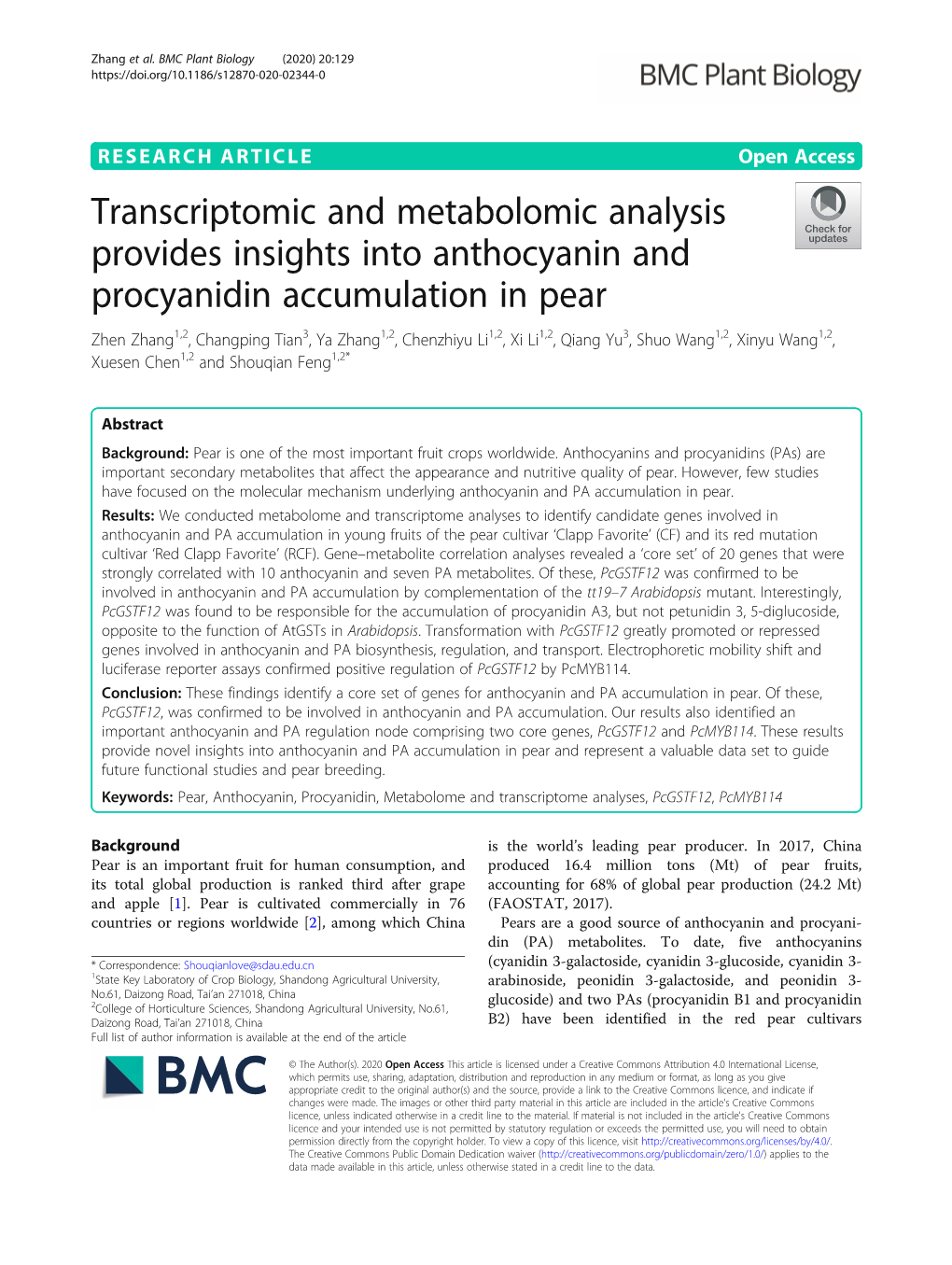 Transcriptomic and Metabolomic Analysis