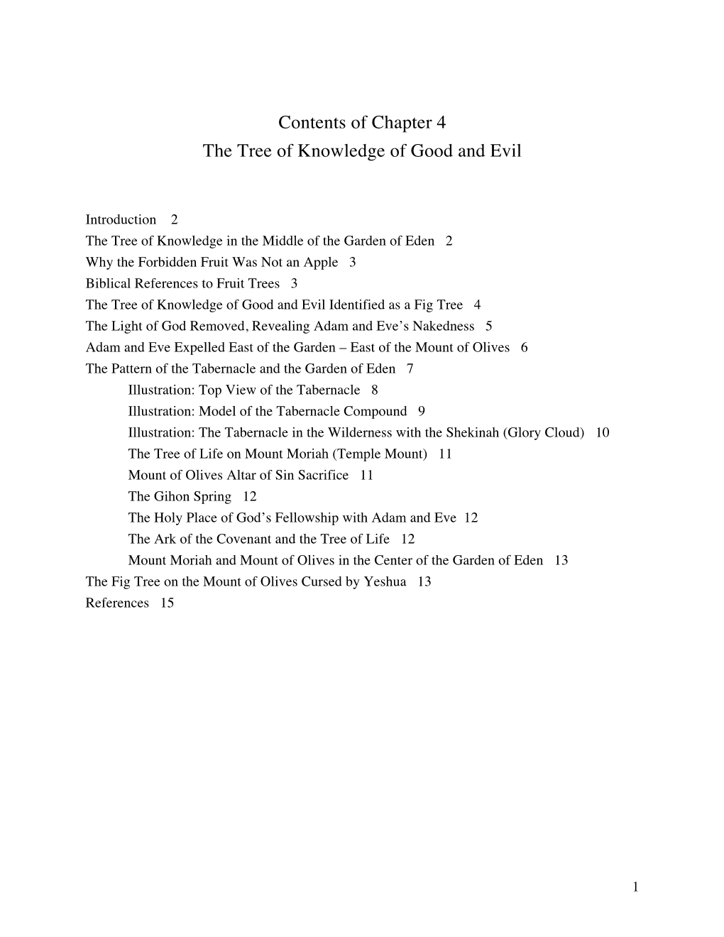 Contents of Chapter 4 the Tree of Knowledge of Good and Evil